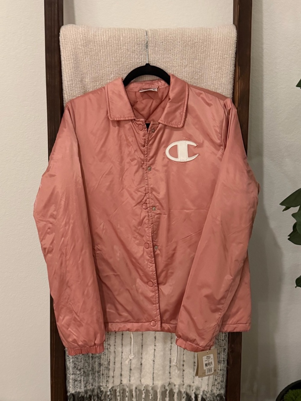 Champion Women's Dusty Pink Varsity Coach Jacket